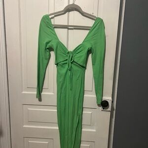 Finesse Vibrant Green Tie-Front Maxi Dress